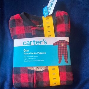 Carter's Red and Black Fleece Footie Pajama
